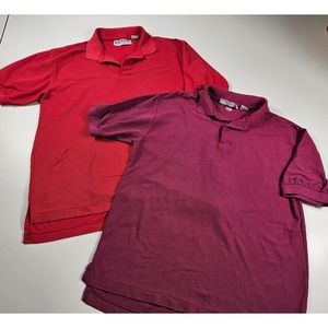 Lot of 2 vintage LEVIS red purple polo casual popover size medium purple red ^